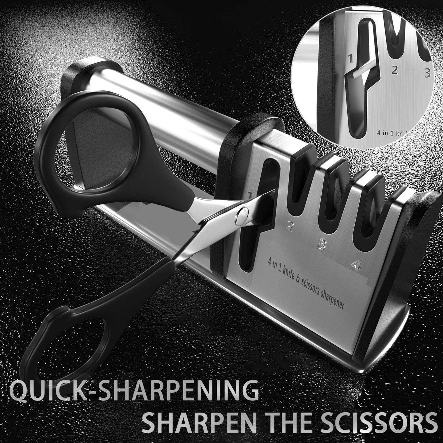 4-in-1 Kitchen Knife & Scissor Sharpening Tool | Professional Sharpener