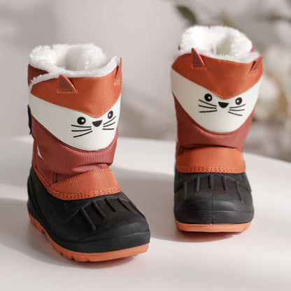 Children's Thick Warm Cotton Shoes In Tube Waterproof Snow Boots