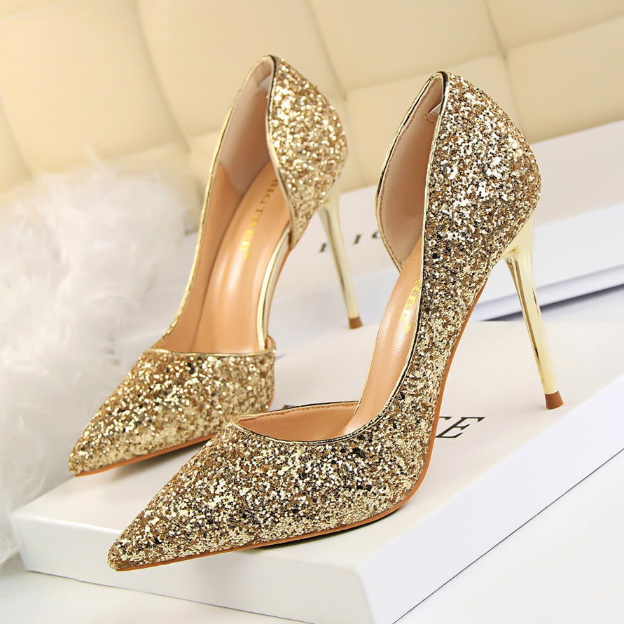 Skinny Stiletto Heels - Sequin & Hollow Out Skinny Women's Shoes Stiletto Heel Shall | Ectron Online