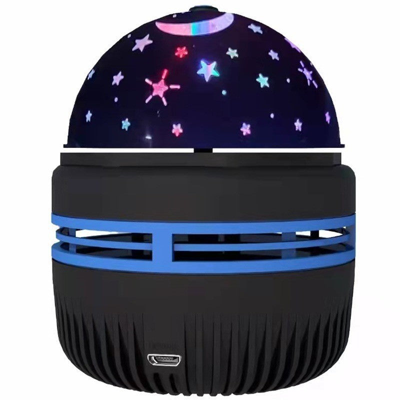 Black LED star galaxy projector lamp with colorful star light pattern on dome