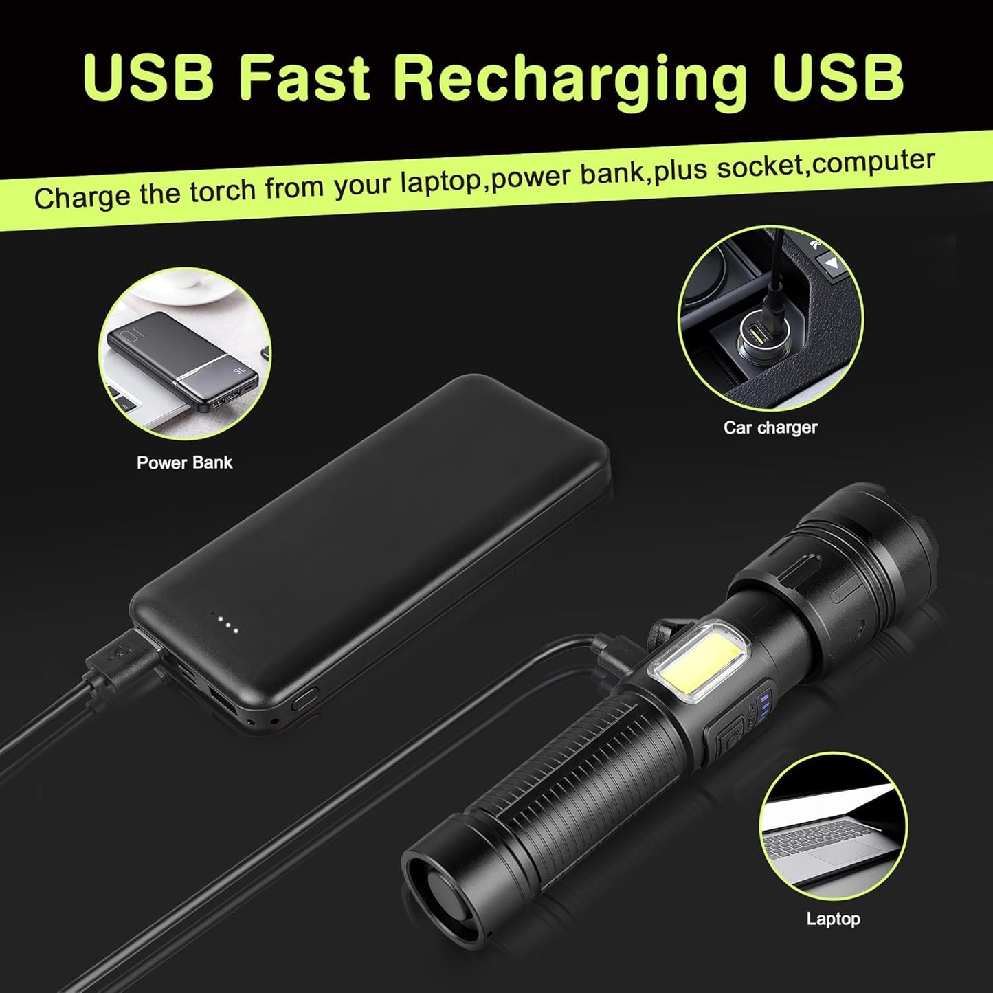 High-Lumen LED Rechargeable Flashlight | Waterproof Tactical Light
