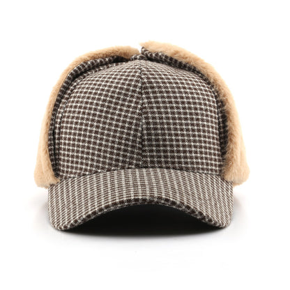 Women's Autumn And Winter Plaid Lambswool Warm Hat