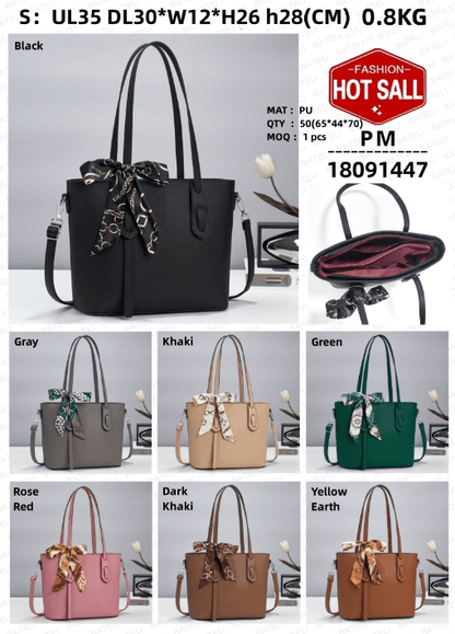 Fashion tote handbag color options shown in multiple colors on one page.