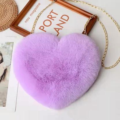 Women's Plush Heart Love Bag - Valentine's Day Chain Shoulder Bag Love Bags For Women Plush Chain Shoulder | Ectron Online