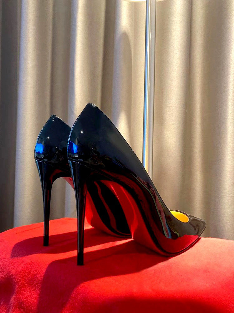 Stiletto Pumps with Red Sole - Pointed Toe Heels Black With Red Background High Heels Wom | Ectron Online