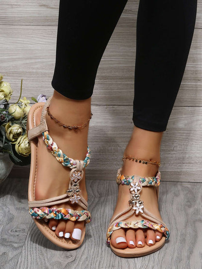 Women’s Open Toe Sandals – Color Block Fabric Design Women's Open Toe Sandals Made Of Color B | Ectron Online
