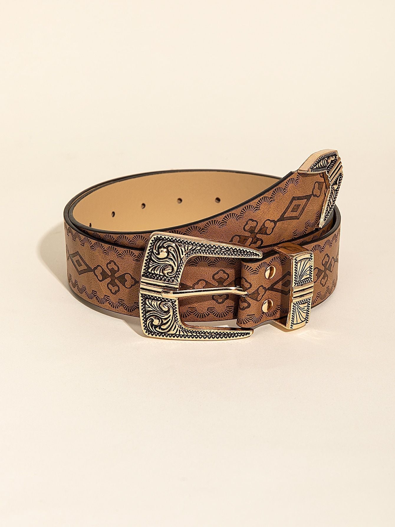 Retro Pattern PU Western Belt Retro Pattern PU Belt Western Style Wome | Ectron Online