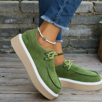 Women's Fashionable Retro Round Toe Lace-up Platform Board Shoes