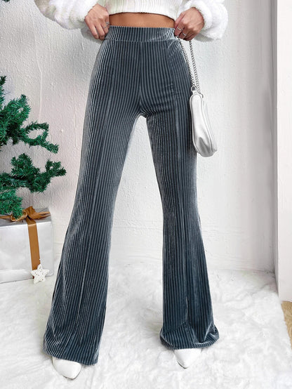 High Waist Lamp Wick Corduroy Bell-bottom Pants Wide Leg Women