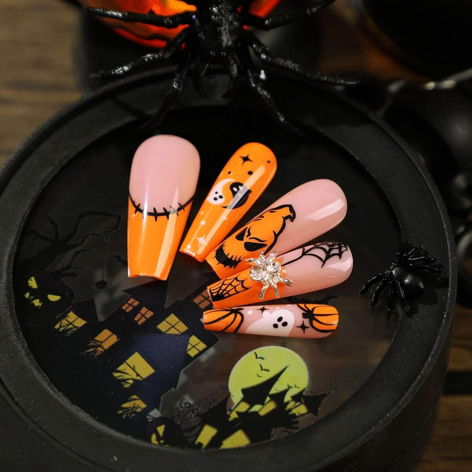 24pcs Halloween Press-On Nails 24 PCS Press On False Nails Short Medium | Ectron Online