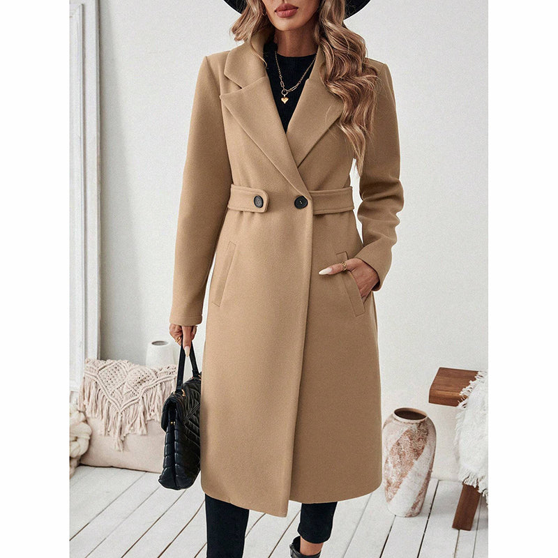 Women's Notch Lapel Trench Coat | Mid-Long Casual & Formal Jacket Women's Notch Lapel Trench Coat, Single | Ectron Online