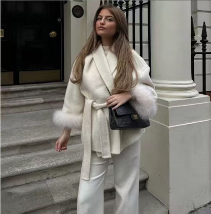 Plus Size French Elegant Woolen Overcoat