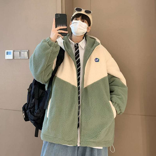 Men's Cashmere Thickened Jacket Cotton Jacket For Young Men