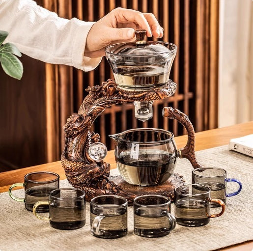 Dragon Year Automatic Lazy Glass Tea Set


