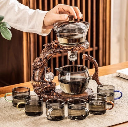 Dragon Year Automatic Lazy Glass Tea Set

