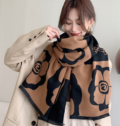 High-Grade Black & White Versatile Scarf | Warm Shawl for Summer A/C Air-conditioned Room Spring And Summer H | Ectron Online