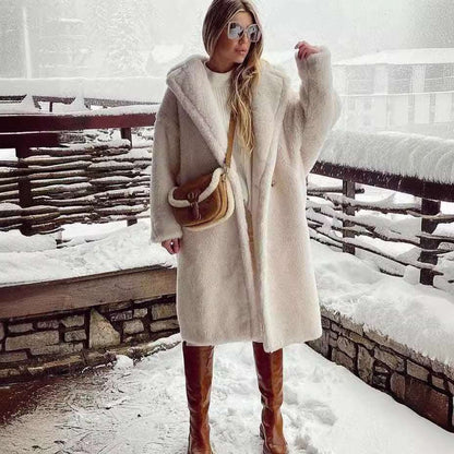 Thickened Lamb Fleece Coat for Women Lapel Lamb Fleece Coat With Pockets Faux | Ectron Online
