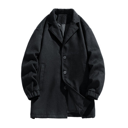 New Men's Casual Loose Mid-Length Woolen Trench Coat