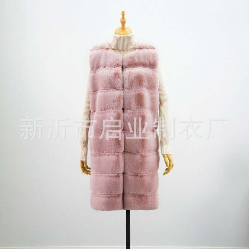 Long Faux Fur Vest Fur Long Vest Cotton-padded Coat | Ectron Online