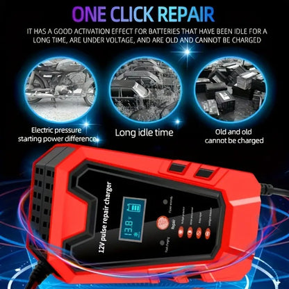 Smart 12V Car & Motorcycle Battery Charger | LCD Display Maintainer Smart 12V Car Battery Charger And Motorc | Ectron Online