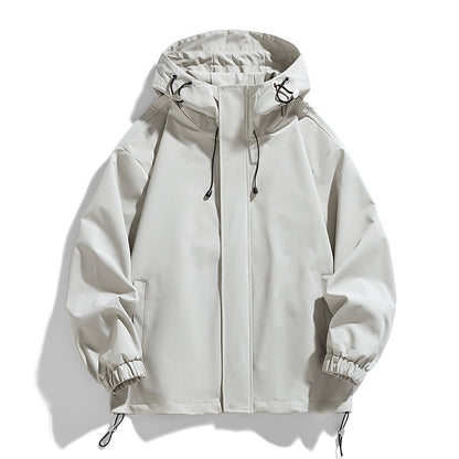 men's loose hooded shell jacket