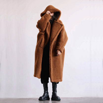 Autumn And Winter Casual Faux Fur Coat Women's Coat Mid-length Coat