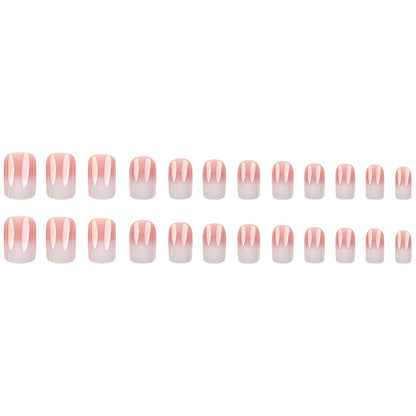Simple Pink And White Gradient Detachable Nail Art