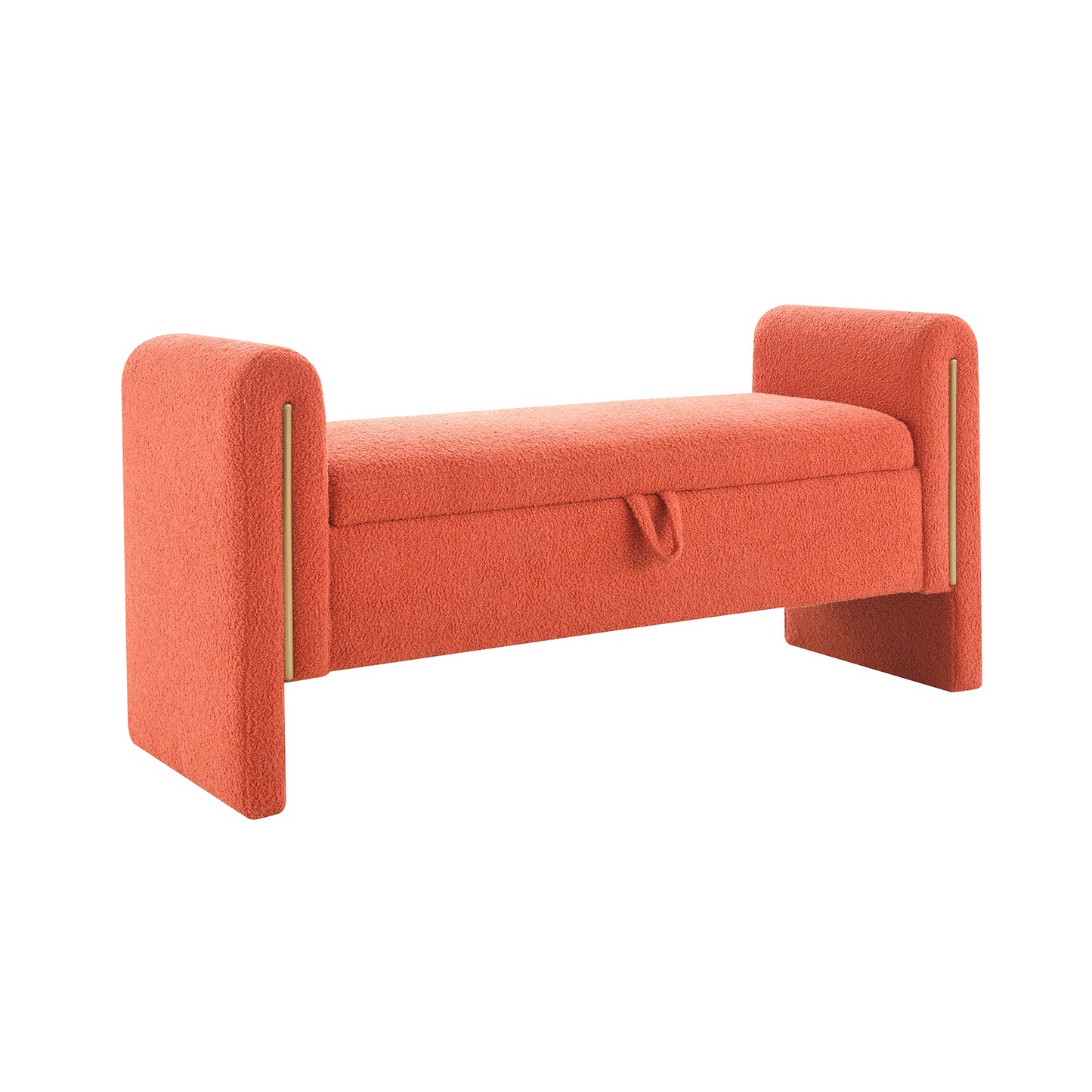 Modern Teddy Storage Bench with Arms - Orange Upholstered Ottoman
