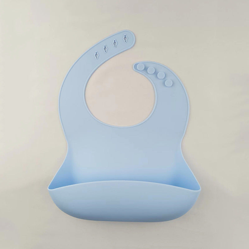 {{ brand }} Elegant Silicone Baby Bib – Waterproof, Soft & Easy to Clean Sky Blue - New Children Eating Silicone Bib