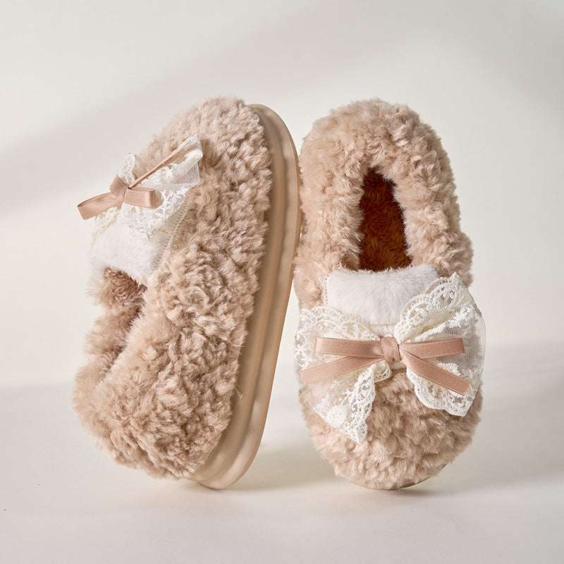 Women’s Autumn & Winter Cotton Slippers – Non-slip Bow Design Cotton Slippers Women's Autumn And Winte | Ectron Online