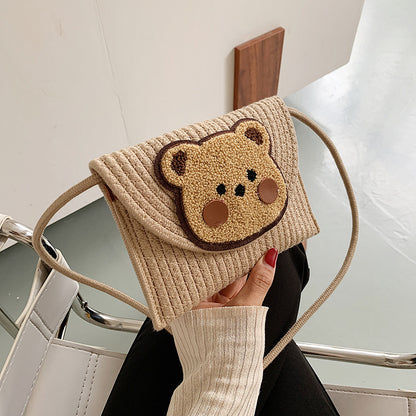 Women's Popular Woven Envelope Cute Bear Bohemian Shoulder Messenger Bag