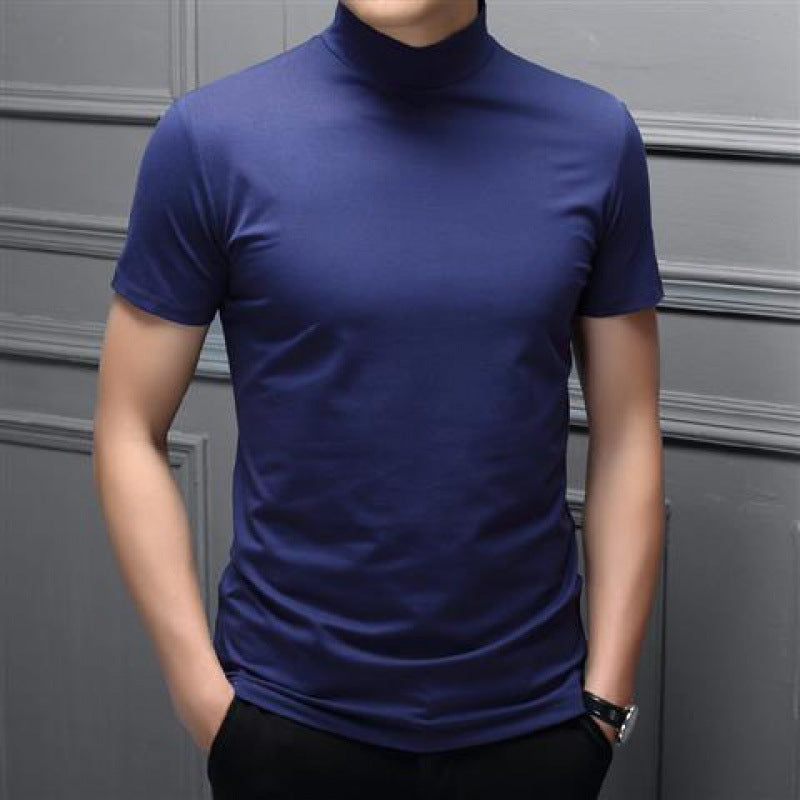 Men’s Half Turtleneck Shirt – Mercerized Cotton Short Sleeve Spring Summer Men Half Turtleneck Mercer | Ectron Online