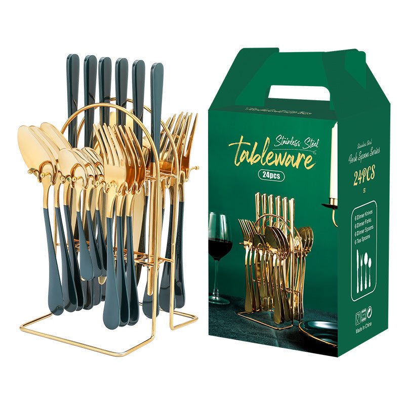 Stainless Steel Knife, Spoon & Fork Utensil Set Gold Dinnerware Set Stainless Steel Tabl | Ectron Online