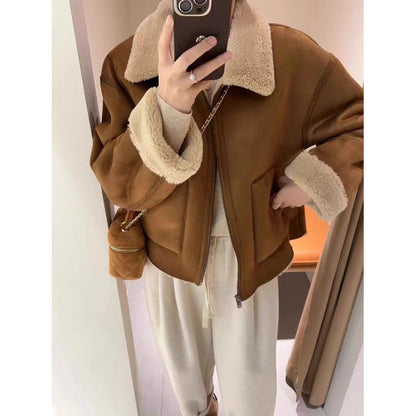 American Retro Motorcycle Jacket | Warm Short Lapel Vintage Outerwear American Retro Warm Short Lapels Motorcy | Ectron Online