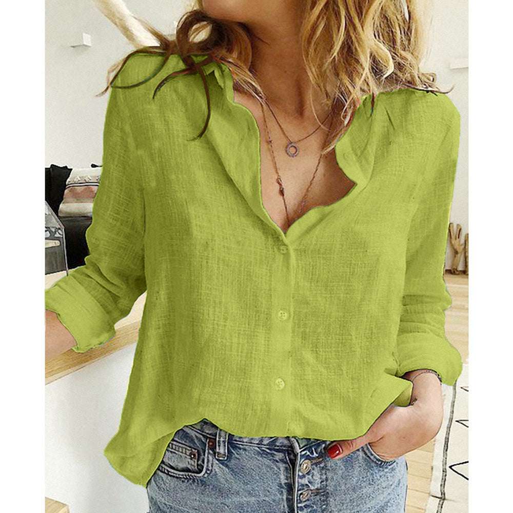 Women’s Loose Button Lapel Cardigan – Long Sleeve Blouse Top Loose Button Lapel Cardigan Top Long Sle | Ectron Online