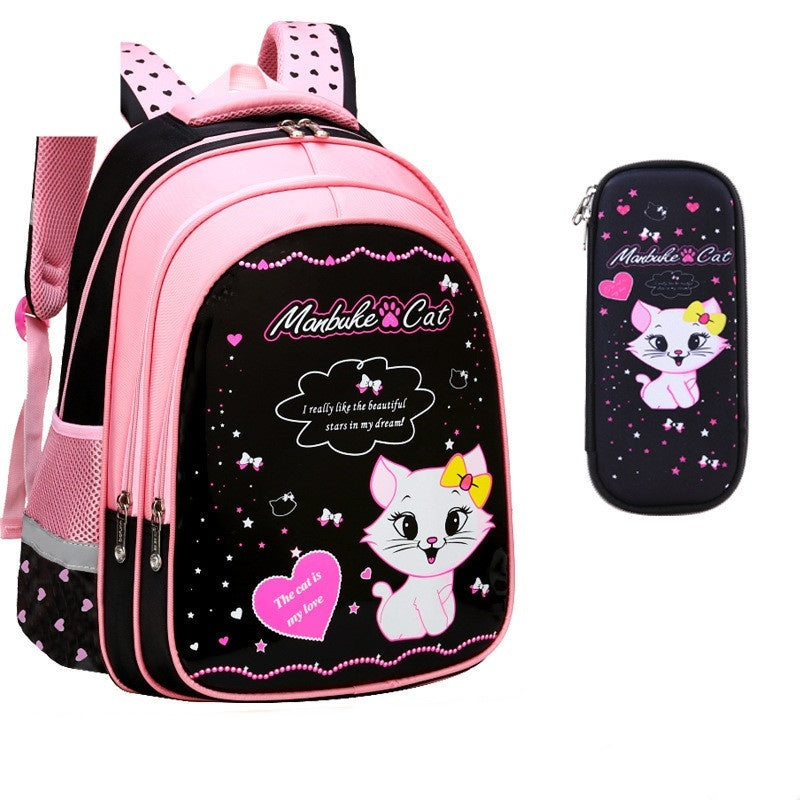 Cute Cat Print Kids Backpack – Durable & Spacious School Bag Kids School Cute Cat Print Backpack | Ectron Online