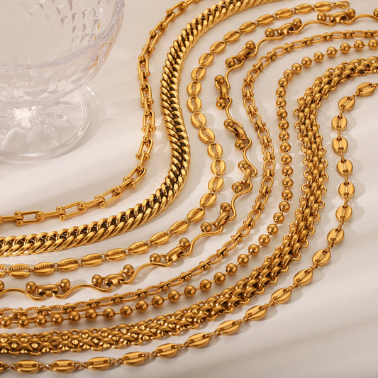 Fashion 18K Gold Plated Handmade Chain Ball Bead Chain