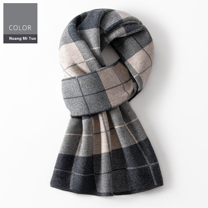 Men's Winter Plaid Wool Scarf Wool Scarf Men's Winter Plaid Double-sid | Ectron Online