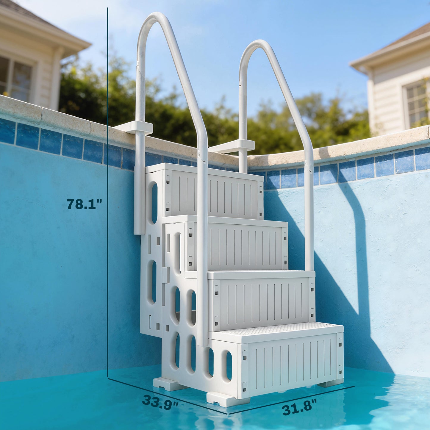 Adjustable Above Ground Pool Ladder | Dual Handrails & Non-Slip Steps