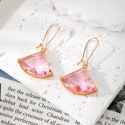 Fashion Minimalist Design Fan Crystal Earrings