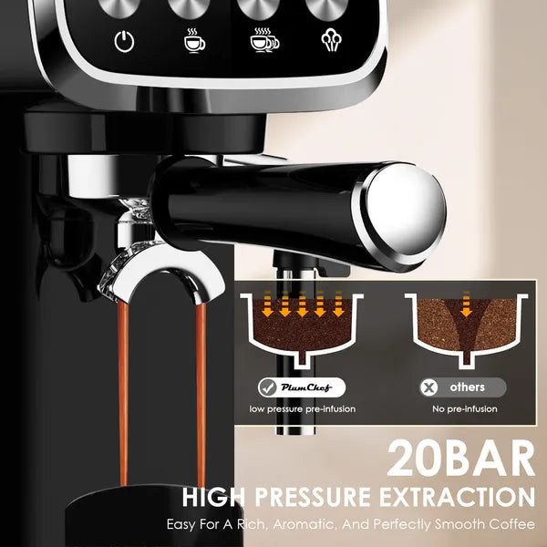 20 BAR Slim Espresso Machine with Milk Frother & Cup Warmer