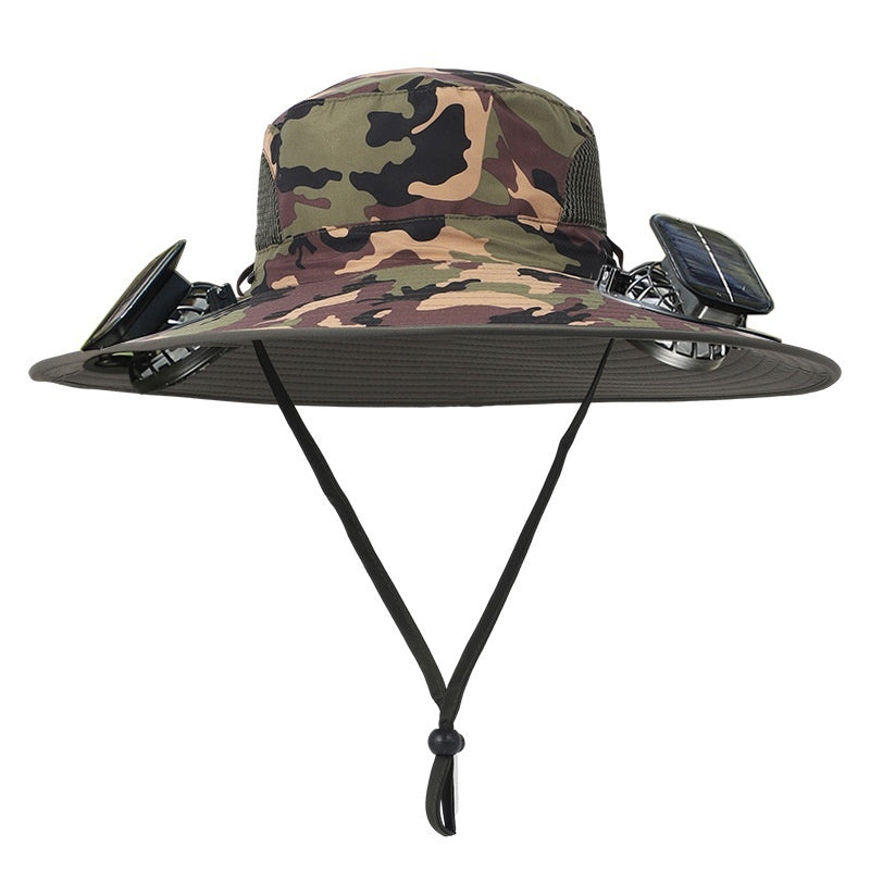 Solar-Powered Outdoor Sun Hat with Fan – Wide Brim Cooling Hat Outdoor Wide Brim Sun Hat With Solar Fan | Ectron Online