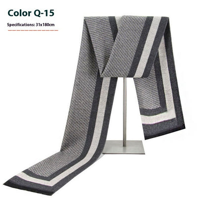 New Men's Cashmere-Like Striped Scarf
