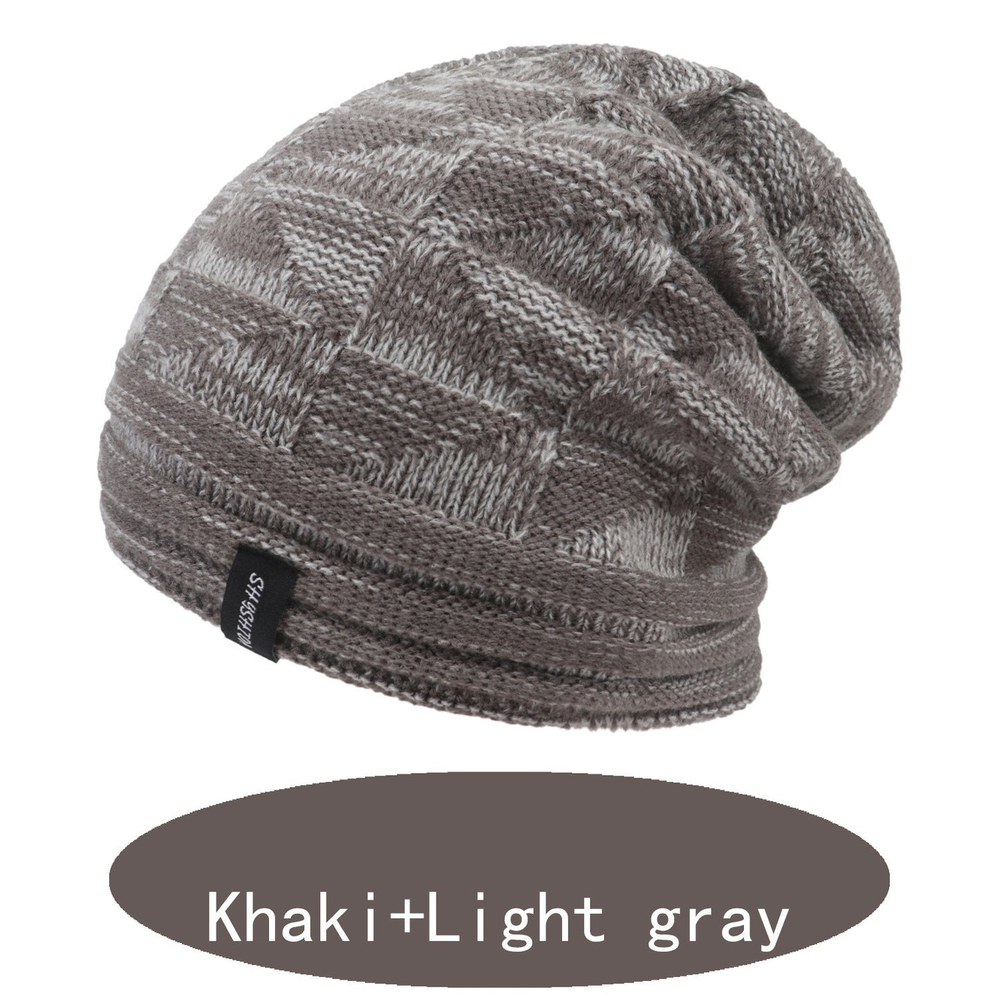 Two-color Wool Warm Knitted Hat For Ear Protection In Autumn And Winter