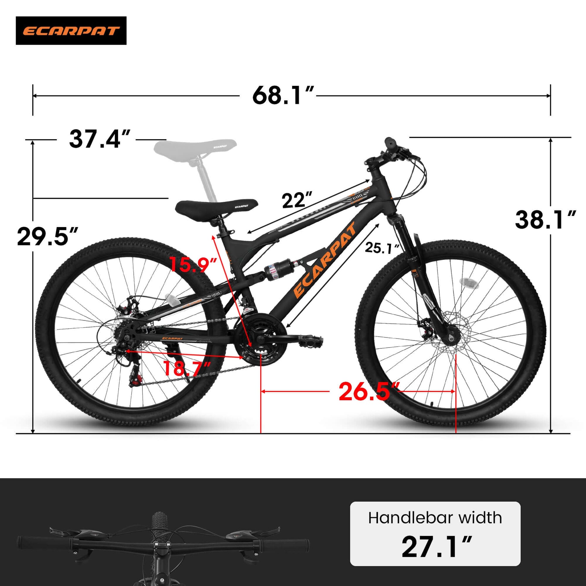 26" Dual Suspension Mountain Bike - 21-Speed Steel Frame MTB A26207 26 Inch Steel Frame Shock Fork Pl | Ectron Online
