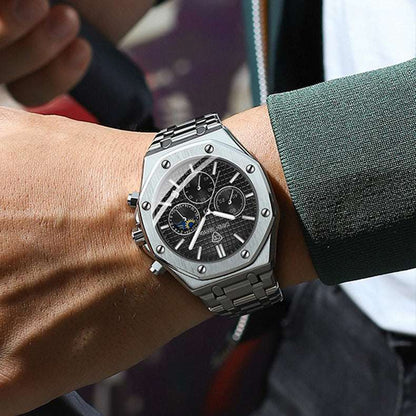 Men's Moon Phase Multi-function Watch Waterproof High-grade Three Eyes And Six | Ectron Online