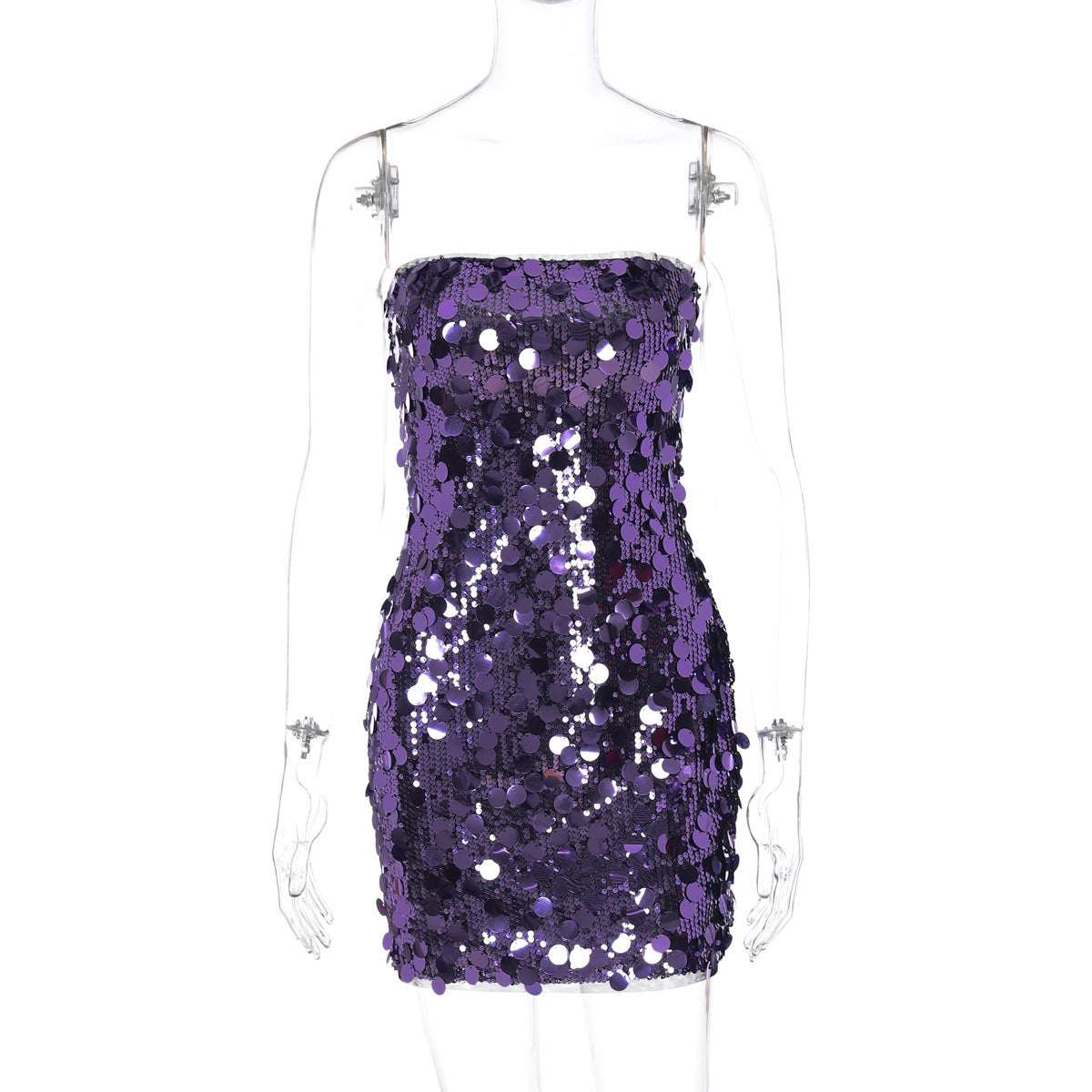 Women’s Sequin Bandeau Slim-Fit Dress – Sparkle in Style Women's Clothing Fashionable Sequins Ban | Ectron Online