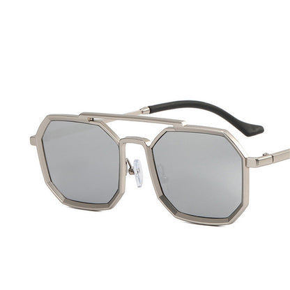 Ins Retro Polygonal Double Bridge Sunglasses