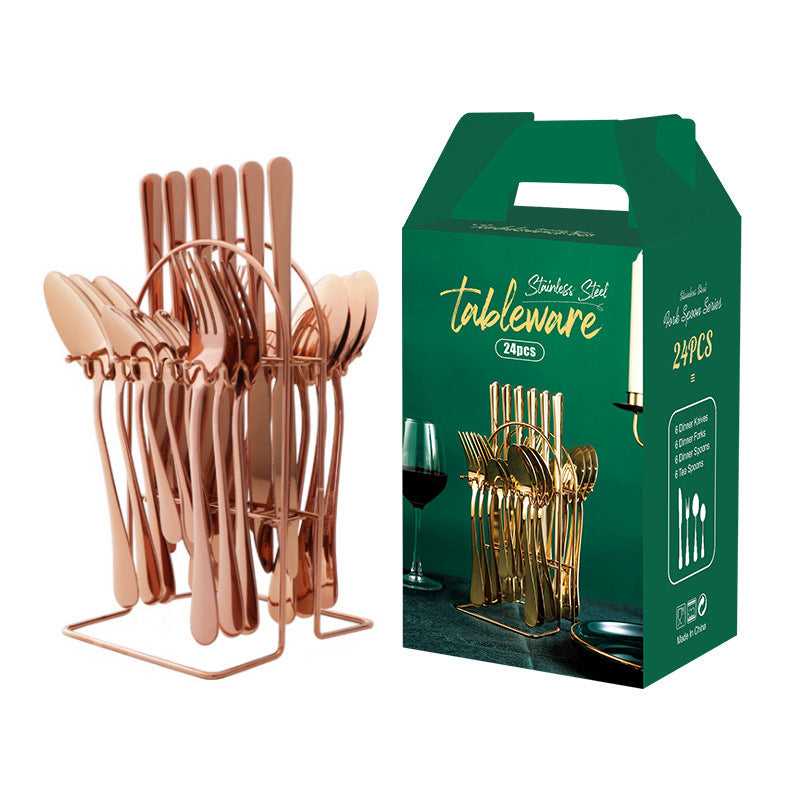 Stainless Steel Knife, Spoon & Fork Utensil Set Gold Dinnerware Set Stainless Steel Tabl | Ectron Online