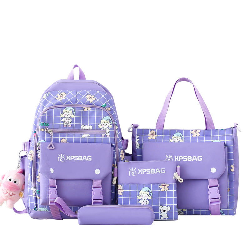 Elegant 4-Piece Backpack Set for Girls & Women – Stylish & Functional Backpack Primary School Girls Schoolbag | Ectron Online